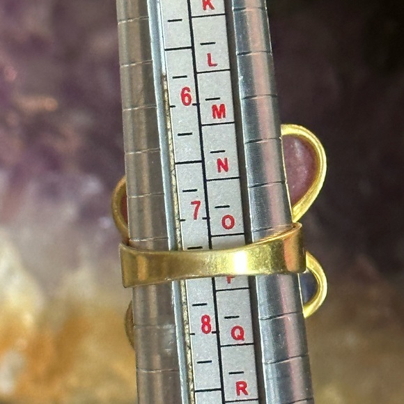 Gemstone ruby sapphire golden Quartz gold over sterling silver statement ring - Picture 5 of 10